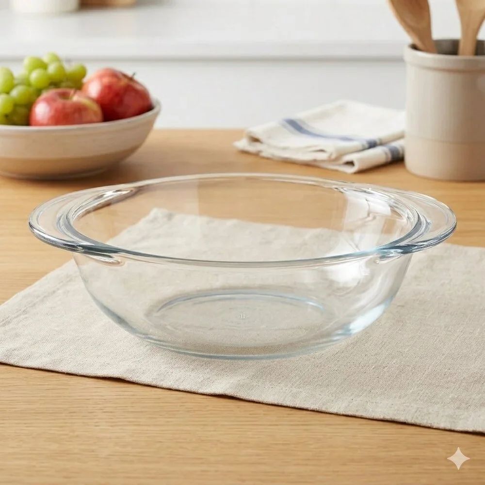 Anchor Hocking 2qt Clear Glass Casserole Dish Round Ovenware Vintage Cottagecore